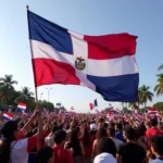 Dominican Republic Large Flag at a National Celebration