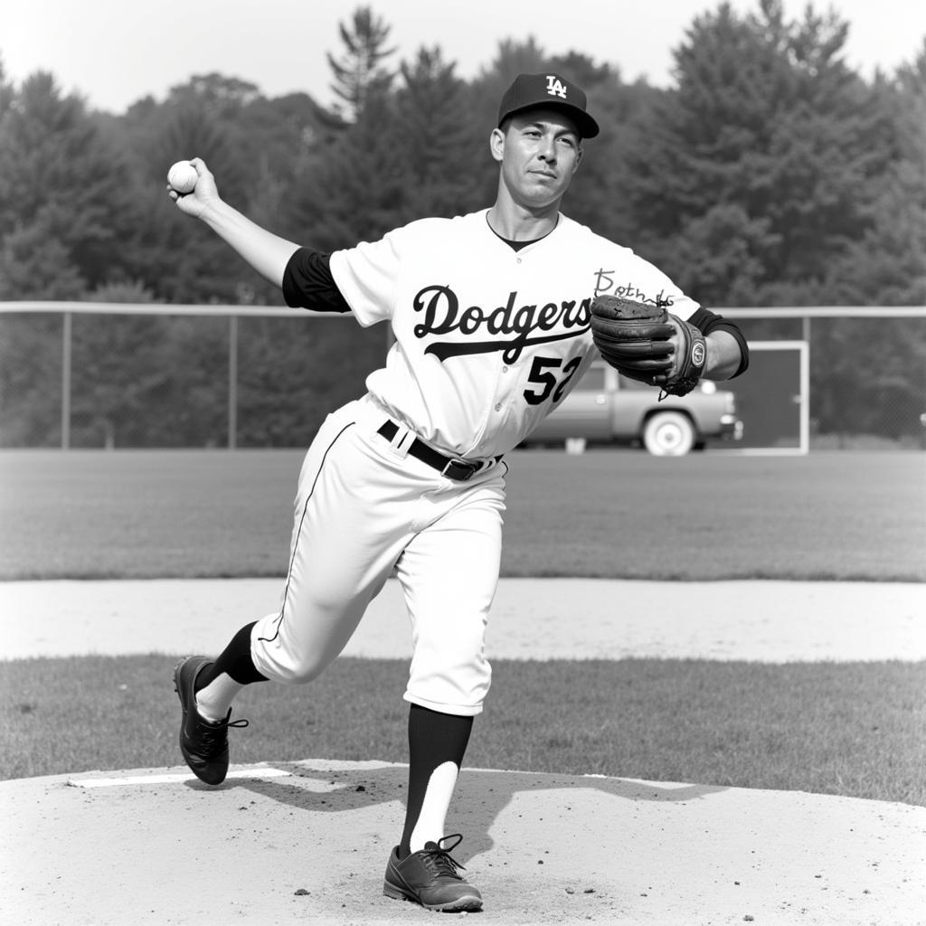 Don Newcombe Pitching for the Dodgers