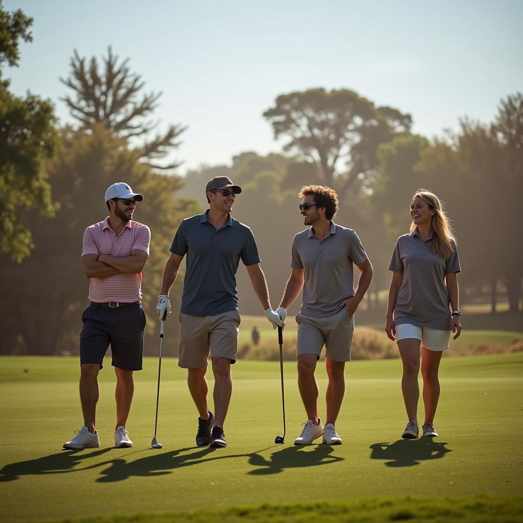 Friends enjoying dusty league golf