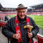 Eagle walking cane held by a Besiktas fan