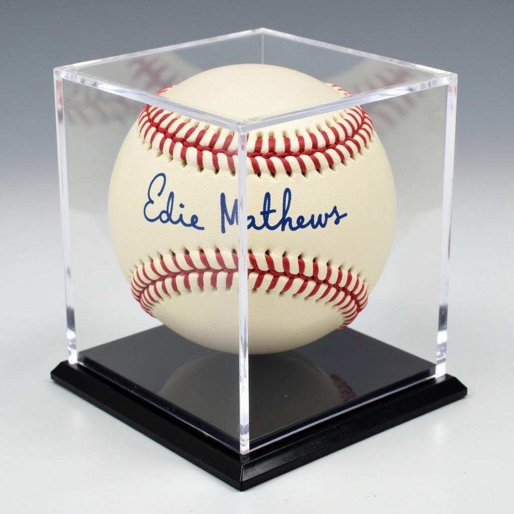 Eddie Mathews Signed Baseball Display Case