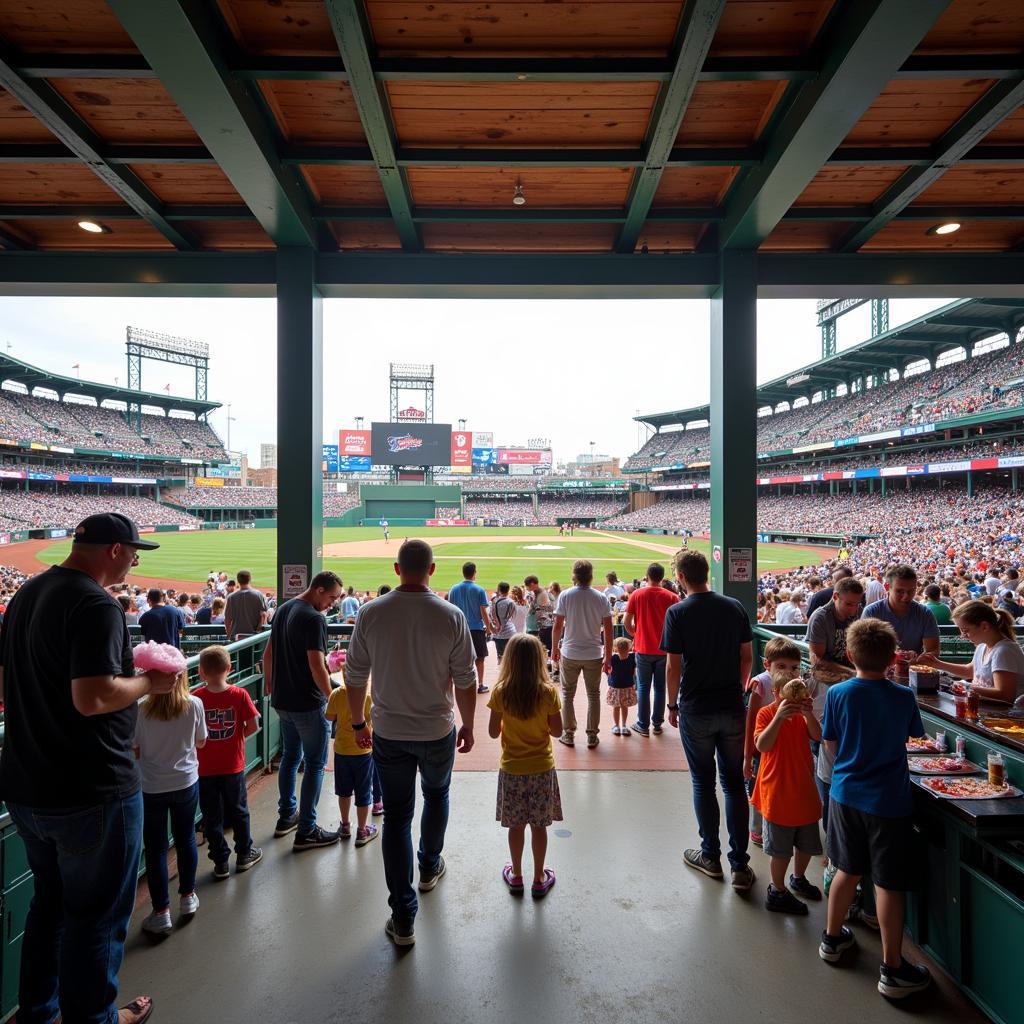 Family Enjoying Ballpark Atmosphere