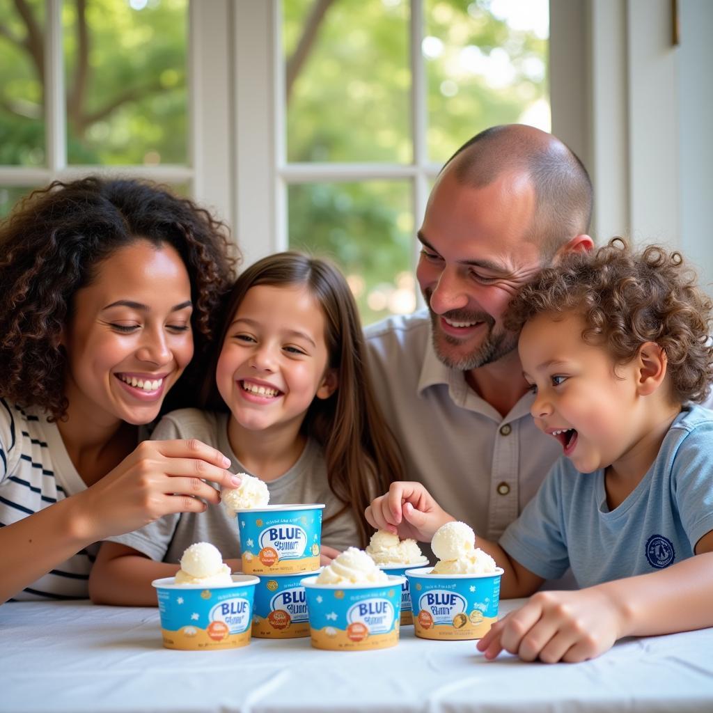 Family Enjoying Blue Bunny Ice Cream Cups