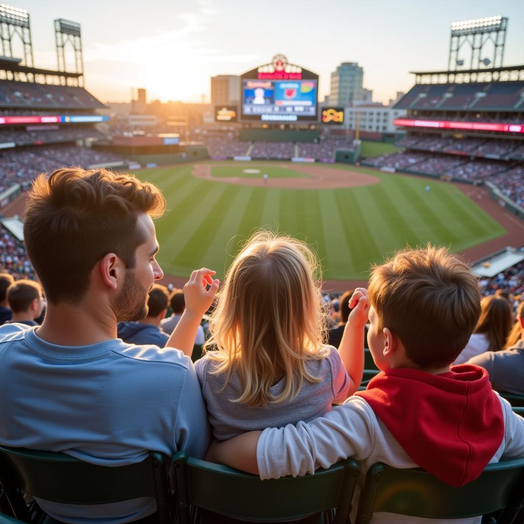 Family Enjoying a Minor League Baseball Game