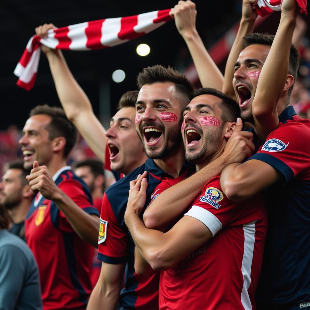 Fans celebrating a hard-fought victory