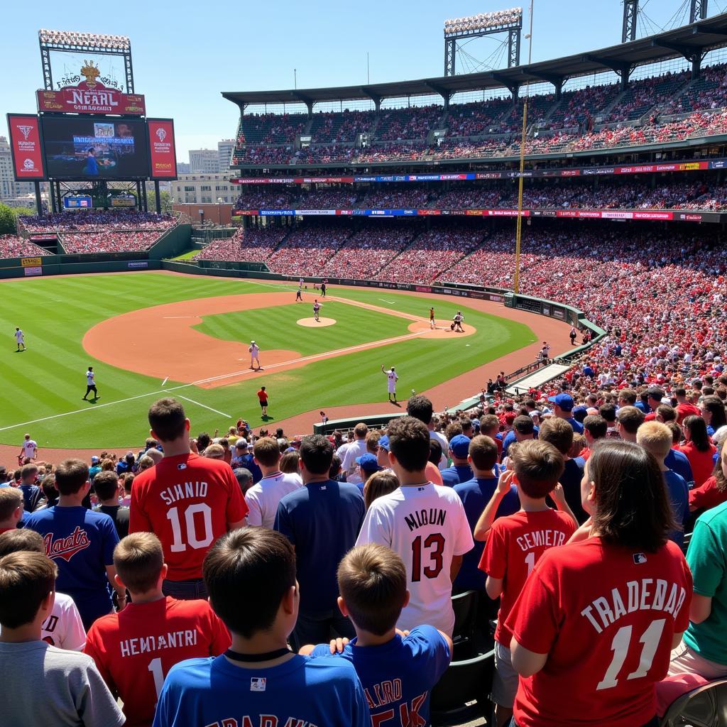 Fans Wearing Baseball Jerseys at a Game