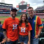 Fans Sporting Houston Astros Rainbow Shirts at Minute Maid Park