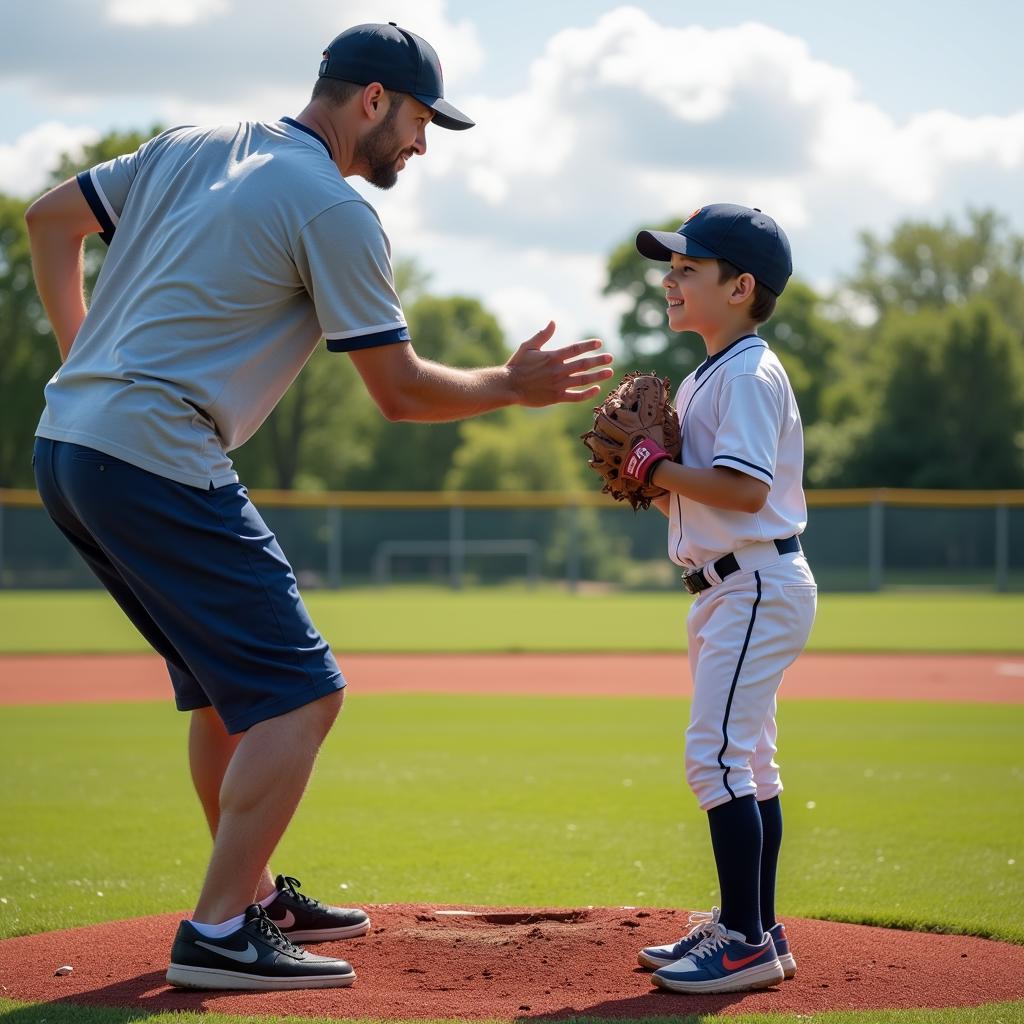 Father and Son Baseball Practice