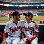 Father and Son in MLB Dugout