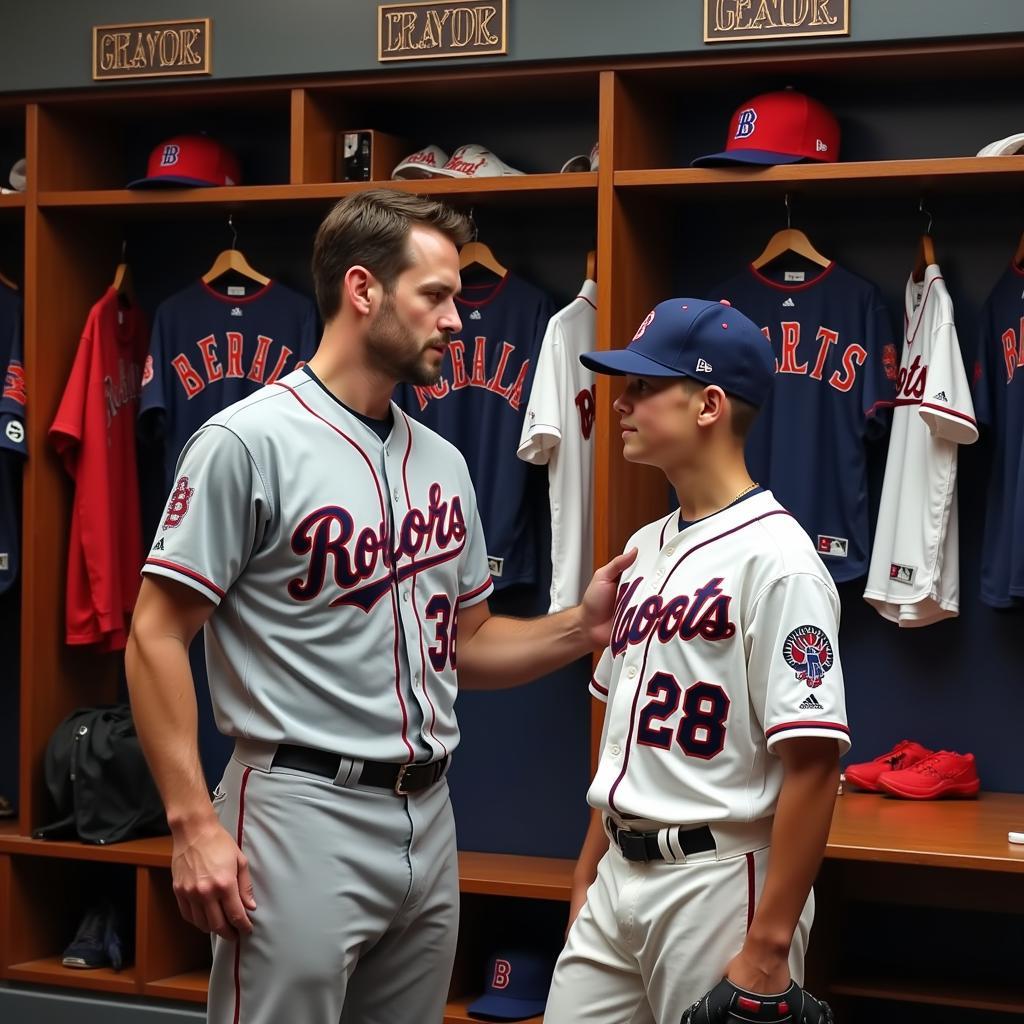 Father and Son sharing an MLB locker room