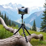 Capturing a Unique Perspective with a Flexible Selfie Stick Tripod Wrapped Around a Tree Branch