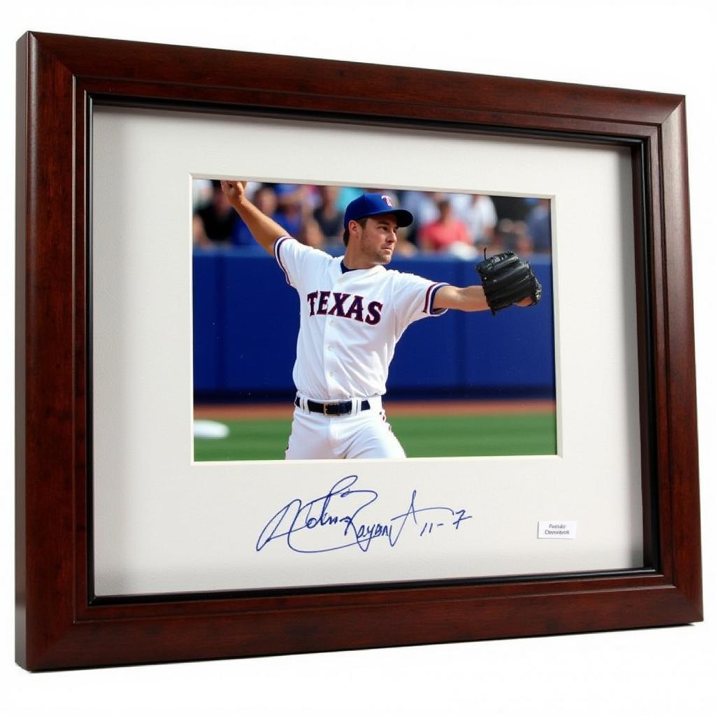 Framed Nolan Ryan Autographed Photo with No-Hitter Inscription