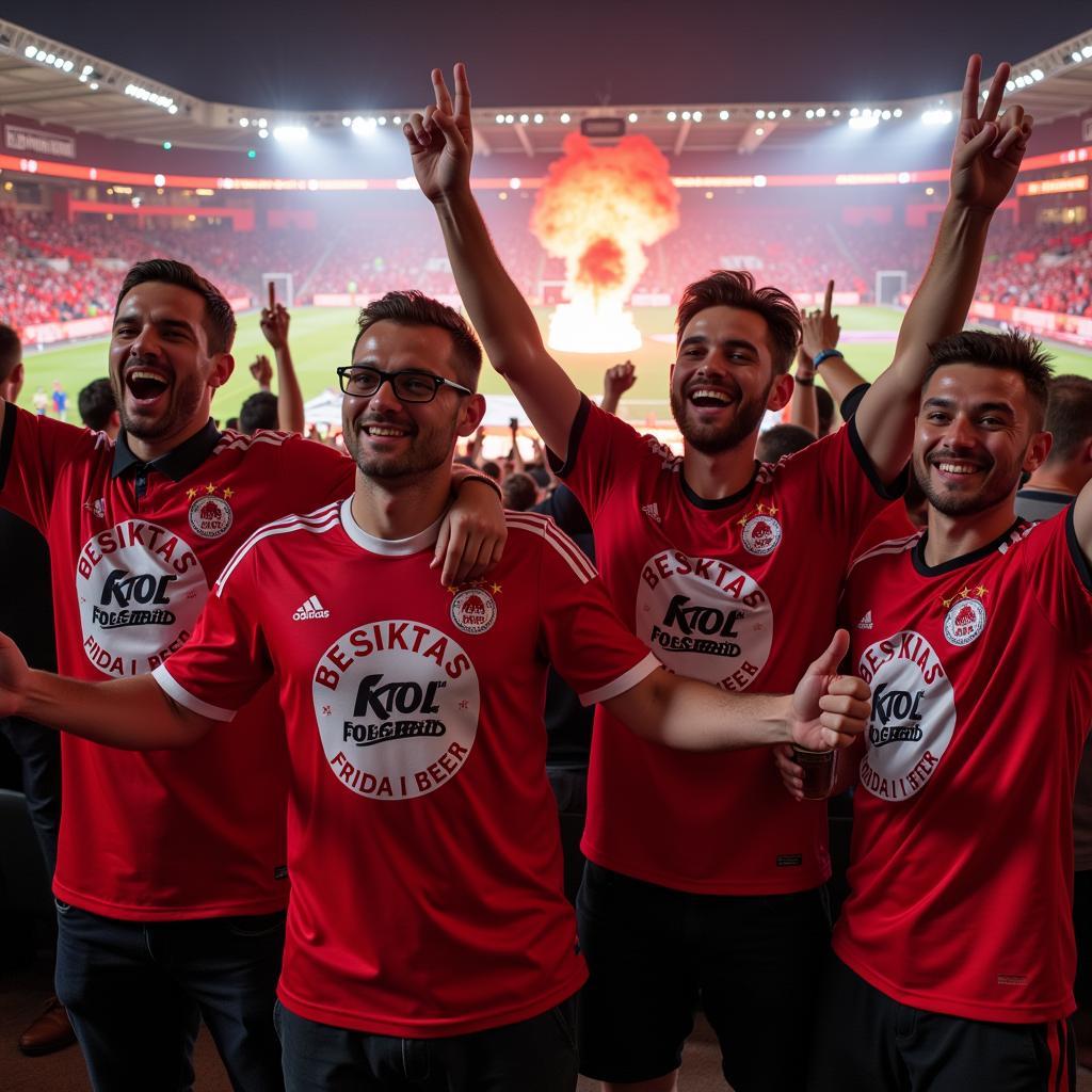 Besiktas fans wearing Friday Beers shirts at Vodafone Park