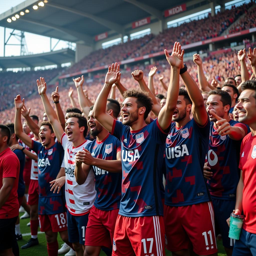 Full Team USA celebrating with Besiktas fans