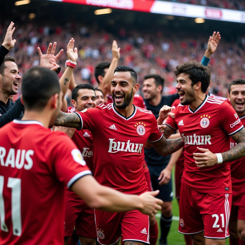 Garcia Celebrates with Besiktas Teammates and Fans