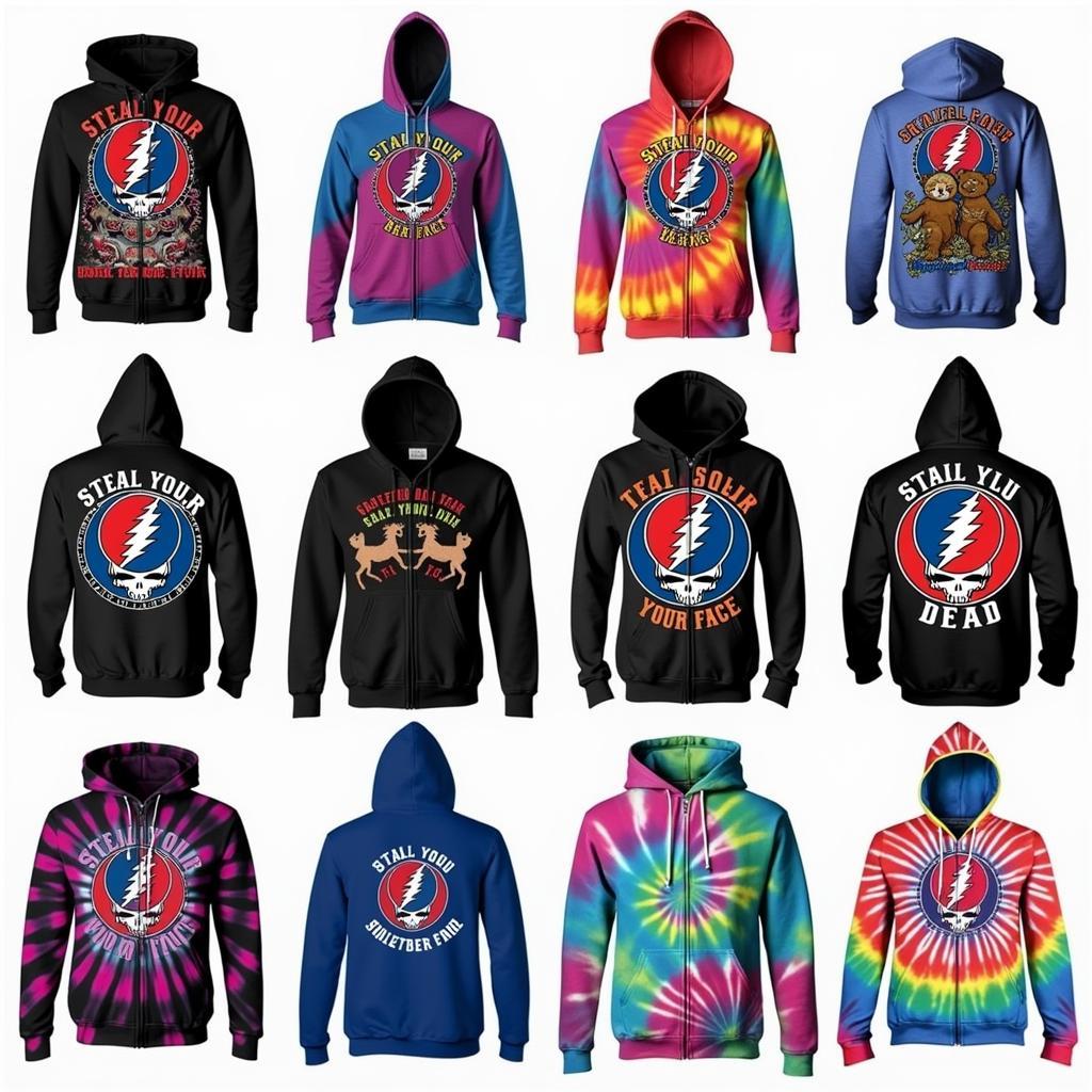 Various Grateful Dead Hoodie Designs