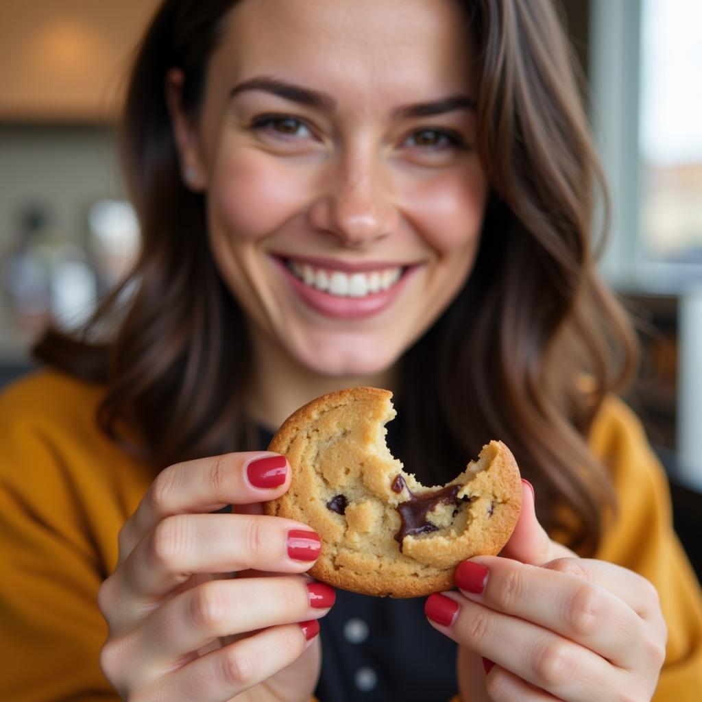 Customer Enjoying a Cookie from Great American Cookie Company Beaumont TX