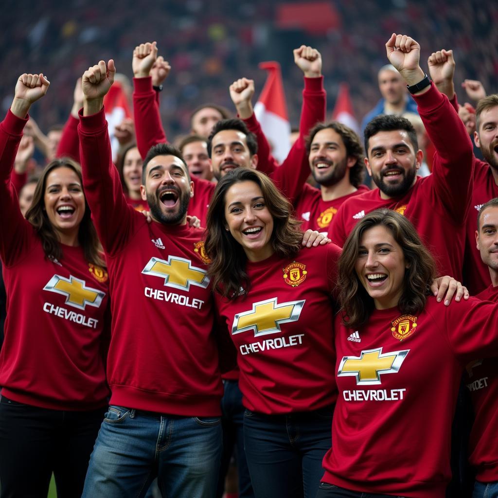 Group of Besiktas Fans Wearing Chevy Sweatshirts Celebrating