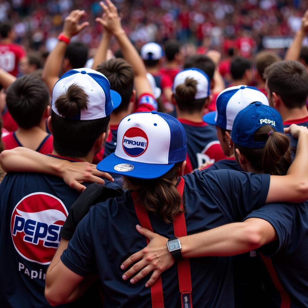 Group of Beşiktaş fans in Pepsi trucker hats