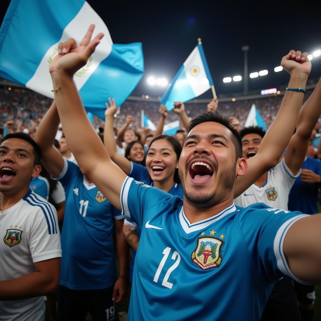 Guatemalan Soccer Jersey Fans Celebrating