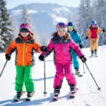 Kids Skiing in Heated Jackets