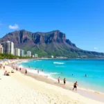 Honolulu Waikiki Beach with Diamond Head in the Background