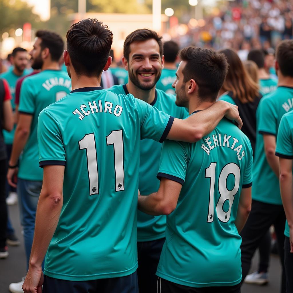 Besiktas Fans Wearing Ichiro Teal Jerseys