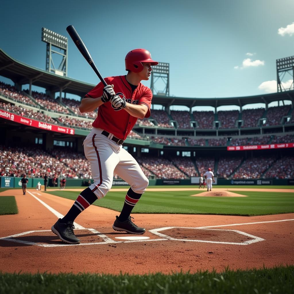 Infinite Baseball Possibilities: A batter steps up to the plate, the stadium lights shining down. The catcher gives the sign, the pitcher winds up… and the possibilities are endless.