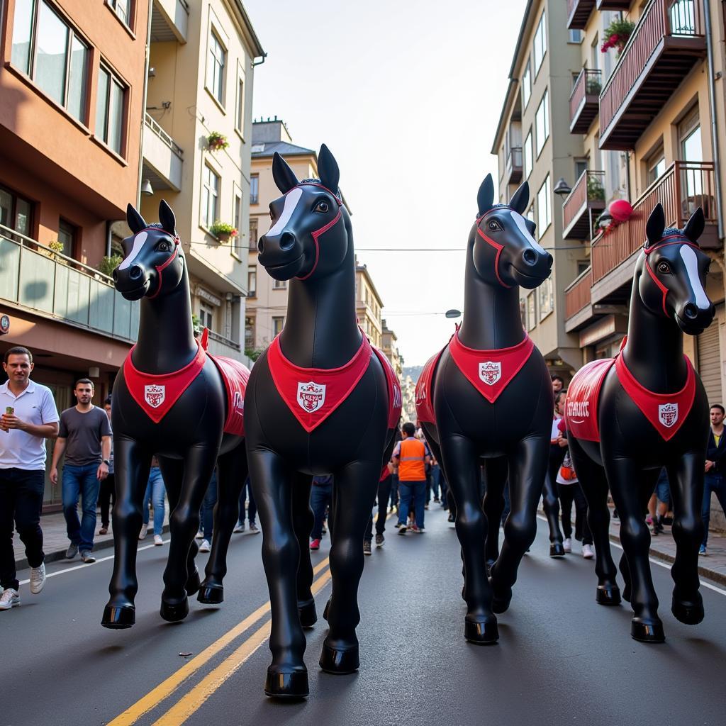 Inflatable Horses Parade Beşiktaş Colors