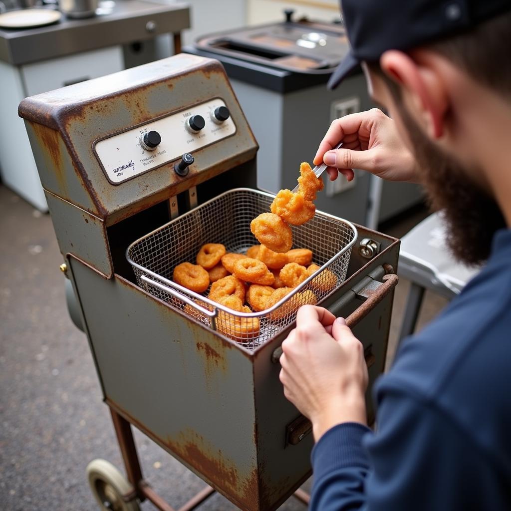 Inspecting a Used Funnel Cake Fryer for Damage