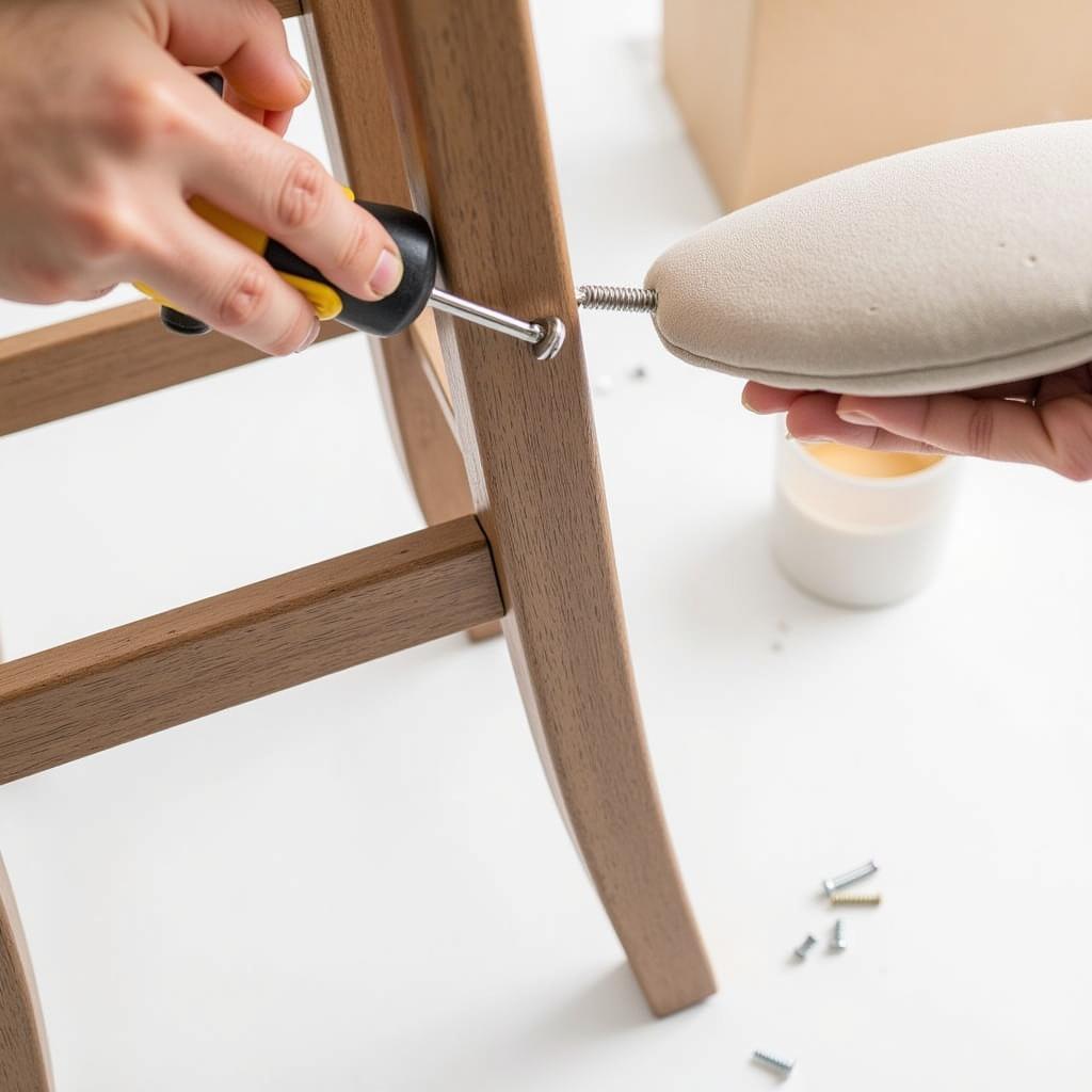 Installing a replacement bar stool cushion