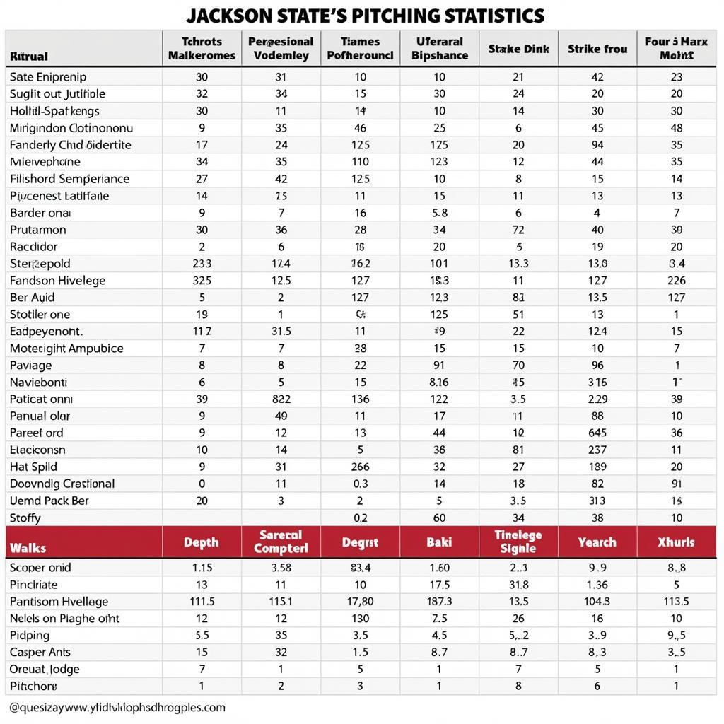 Jackson State Baseball Pitching Statistics