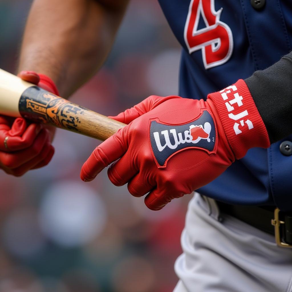 Close-up of Jose Altuve's grip on his bat.