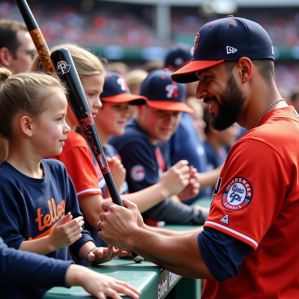 Jose Altuve Signing Bats for Fans