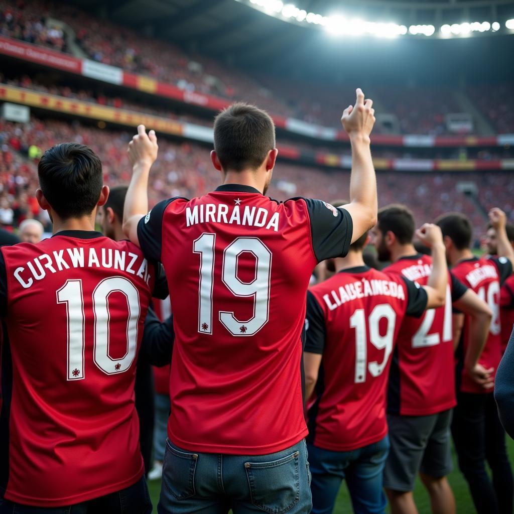 Beşiktaş fans proudly wearing Jose Miranda jerseys