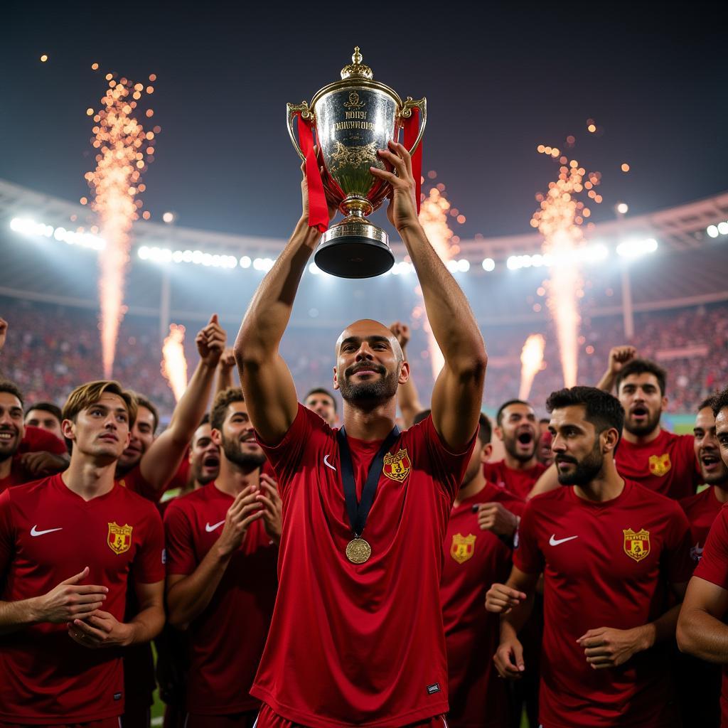 Keith Steele Lifting the Turkish Super Lig Trophy