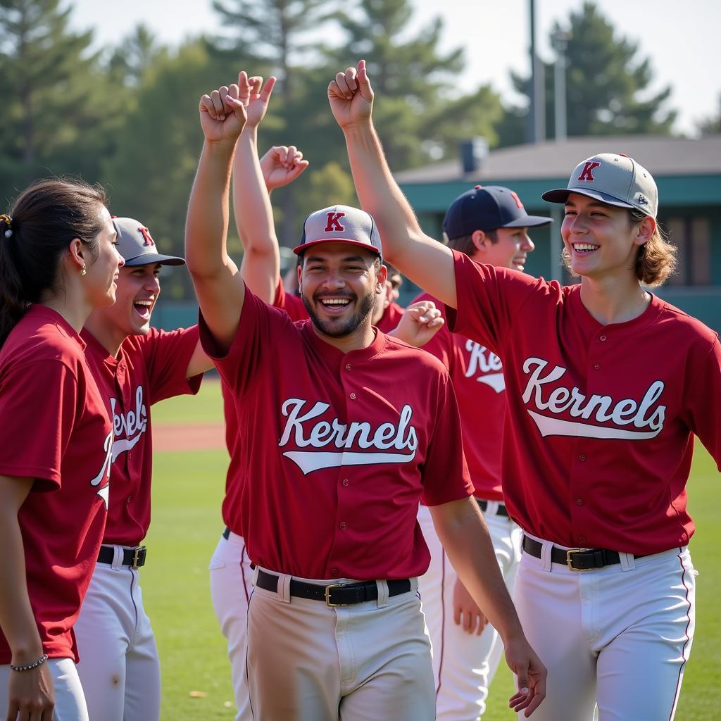 Team celebration after winning a Kernels Collegiate League match