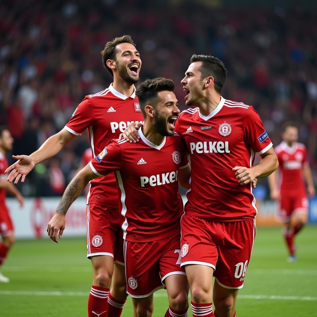 Kyle Elias Perez celebrating a goal with Besiktas