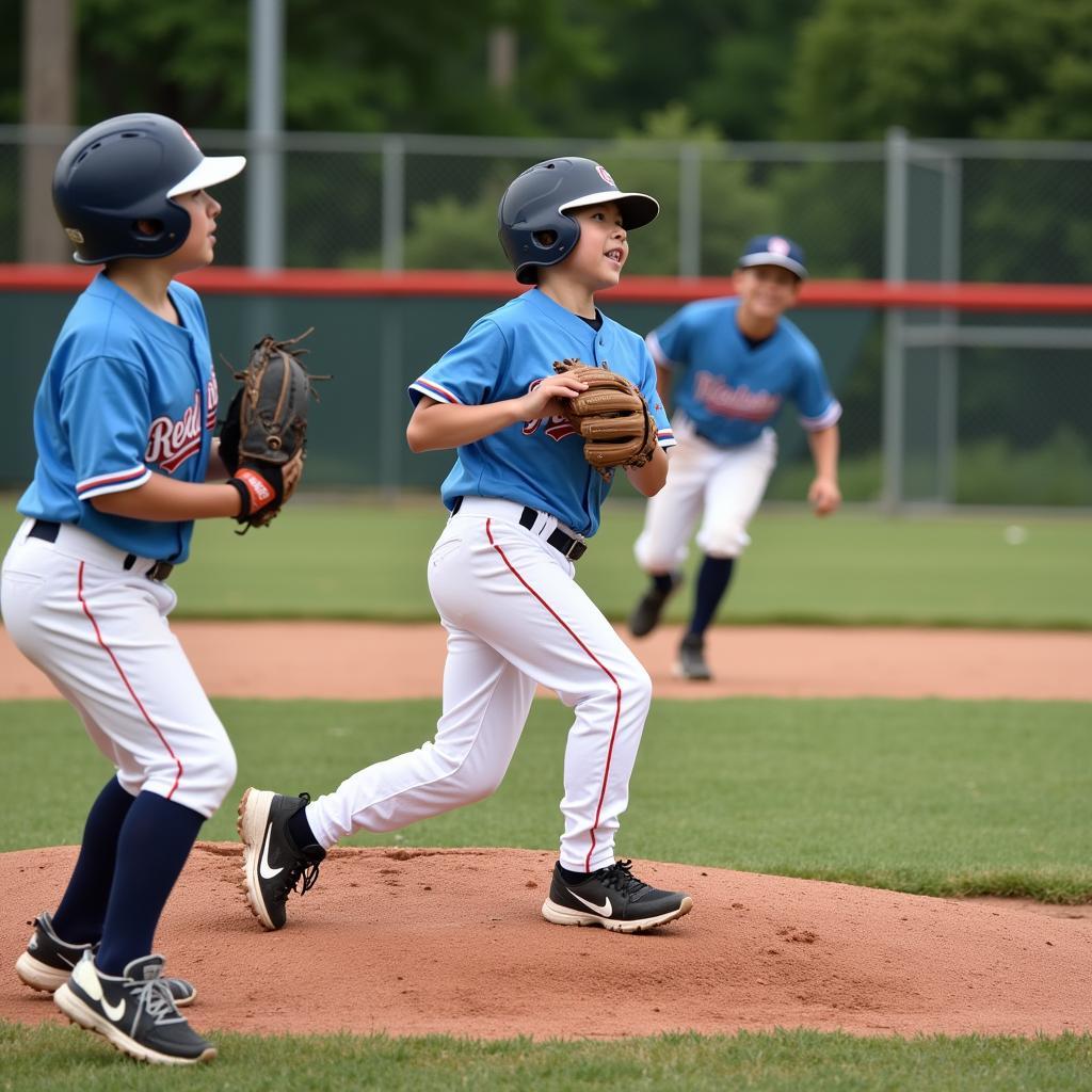 Little League Baseball Team Playing