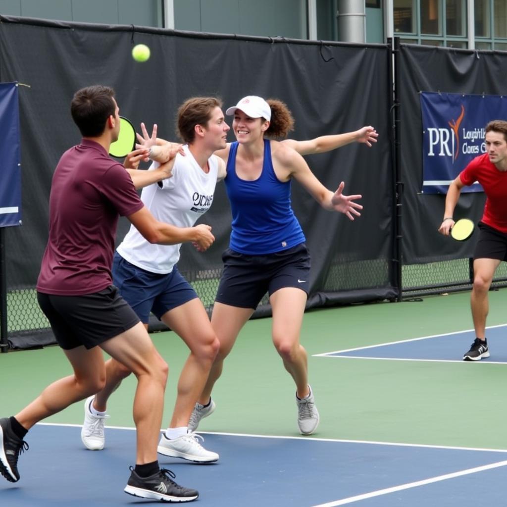 Competitive Pickleball Action