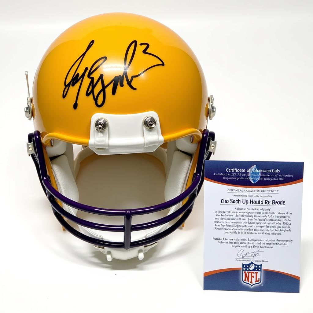 LSU Autographed Football Helmet with Certificate of Authenticity