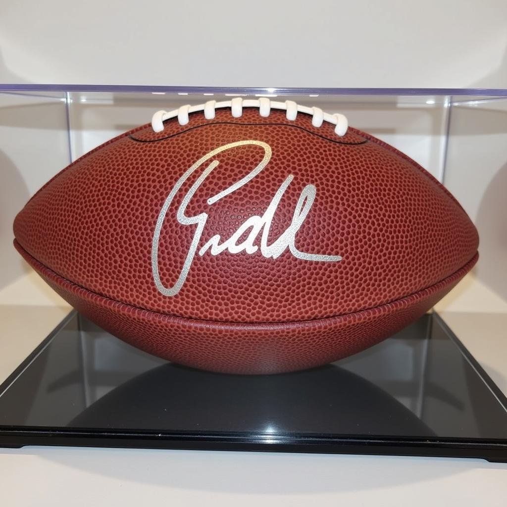 LSU Tigers Autographed Football with Display Case