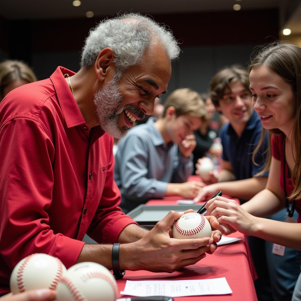 Luis Tiant Signing Autographs