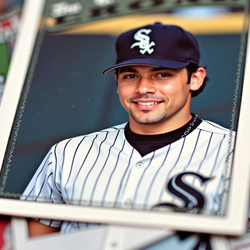 Close-up of a 1995 Topps Magglio Ordonez Rookie Card