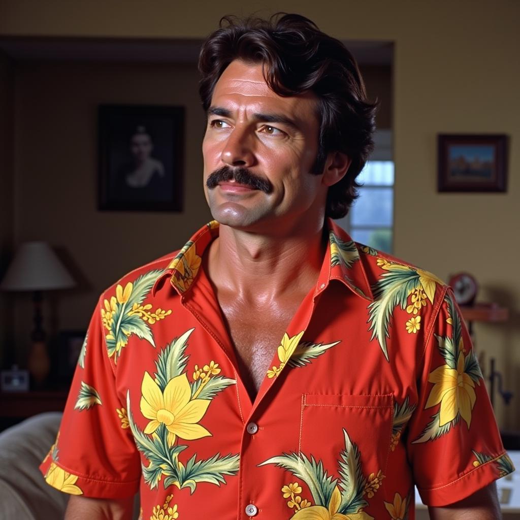 Magnum PI in his classic Hawaiian shirt