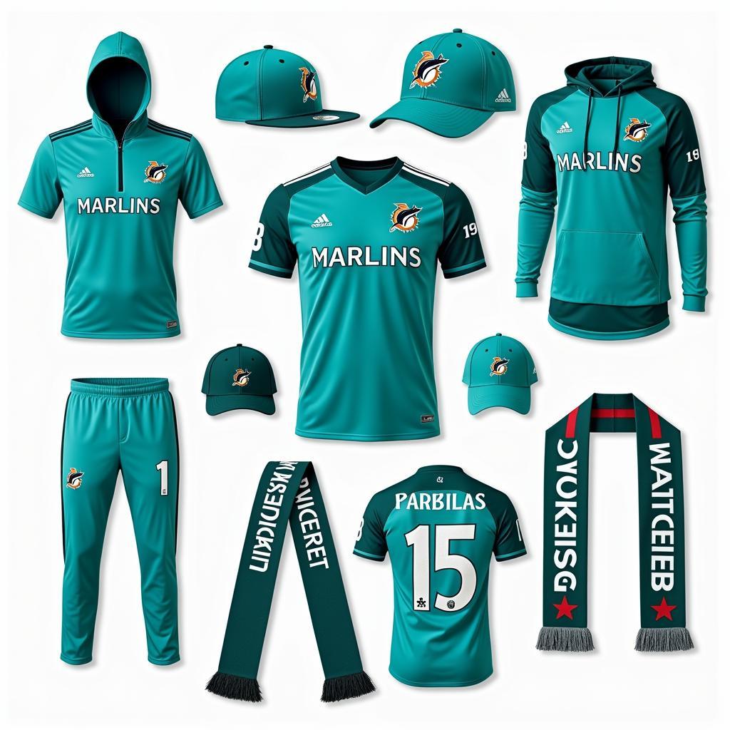 Marlins Teal Merchandise Displayed Alongside Beşiktaş Gear