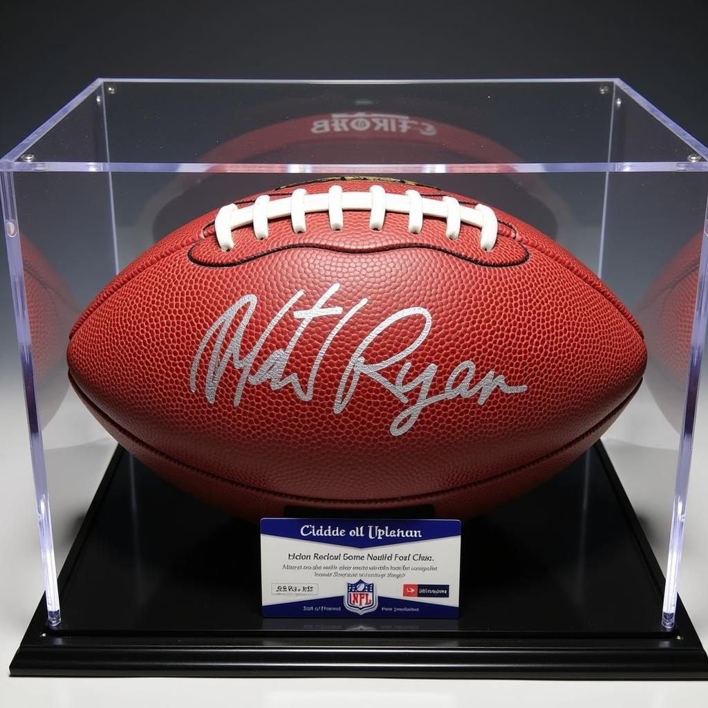 Matt Ryan Autographed Football in a Display Case