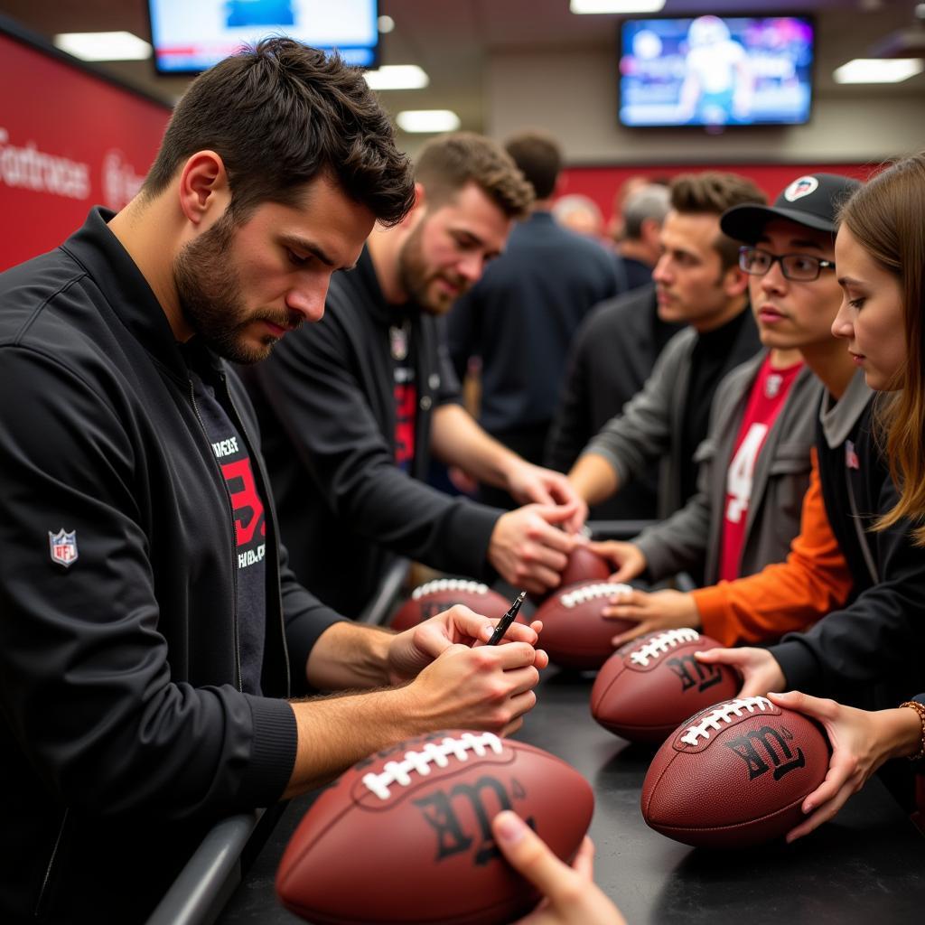 Matt Ryan Signing Footballs at a Fan Event