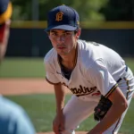 Baseball Player Focusing on the Ball