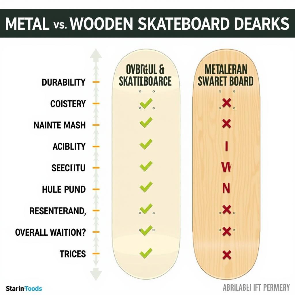 Metal vs. Wooden Skateboard Decks Comparison Chart